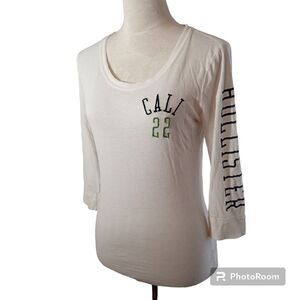 Hollister Y2K White 3/4 sleeve Tee shirt Size L juniors